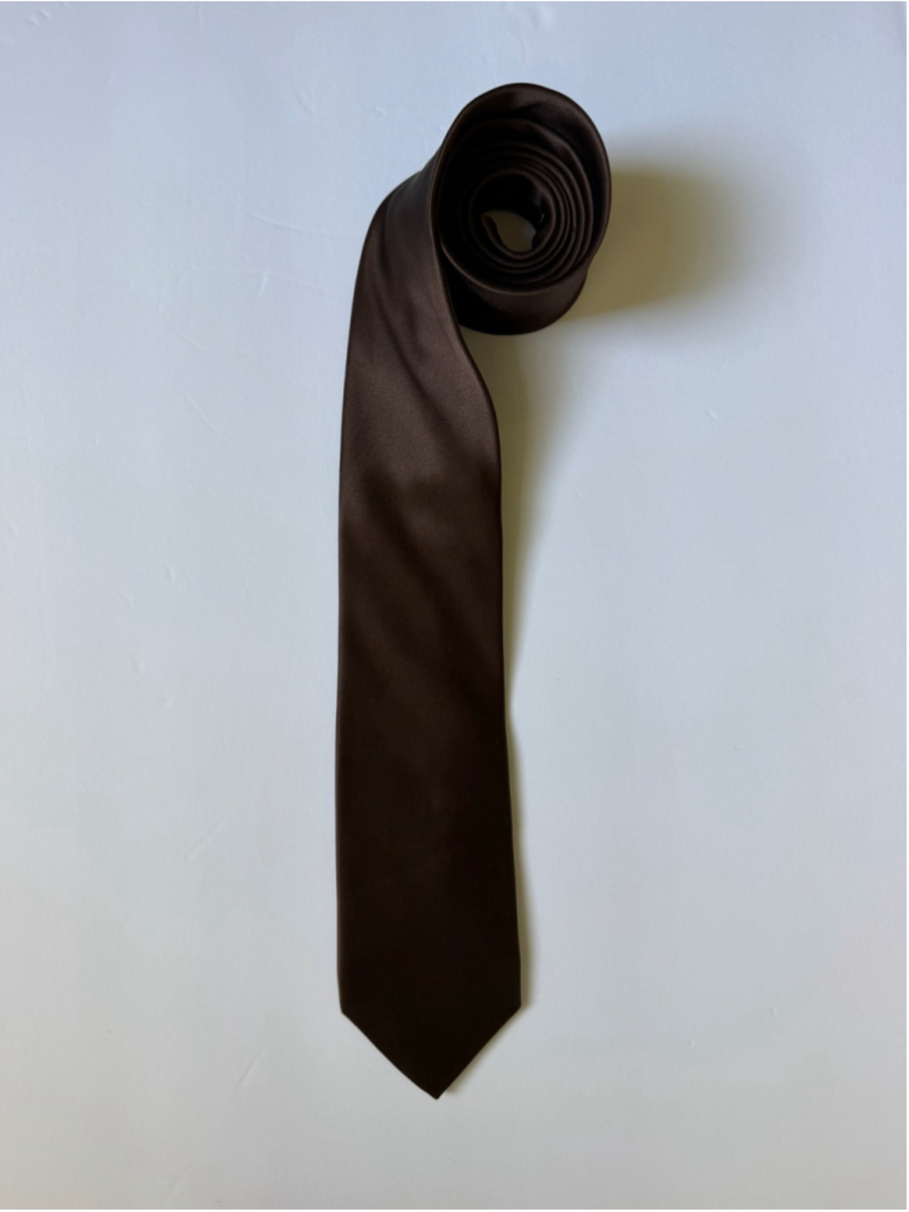 Pronto Uomo 100% Silk Chocolate Brown Satin Necktie